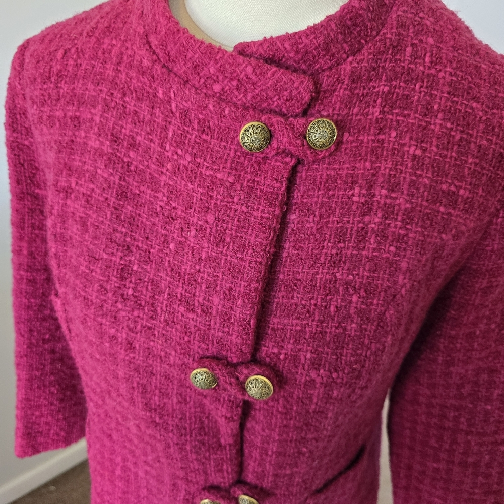 Vintage Strelitz | 12 | Vintage Burgundy New Wool 3 Pocket Jacket - Picture 3 of 11